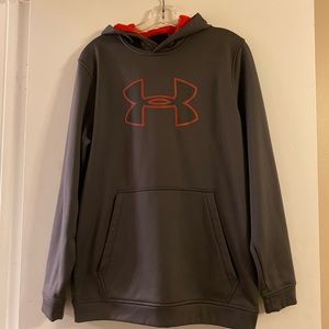 Under armor grey and red hoodie barley worn!